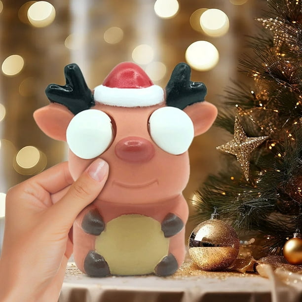 Juguete navideño para apretar con ojos saltones | Divertido y novedoso juguete antiestrés para niños y niñas | Regalo de Navidad para rellenar calcetines de bebé