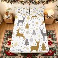 thumbnail image 5 of Manfei Christmas Moose Queen Sheets, Winter Holiday Tree Print Queen Sheet Sets, White Gold, 4pcs, 1 Flat Sheet, 1 Fitted Sheet and 2 Pillowcases, 5 of 6