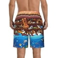 thumbnail image 3 of Kll Animals On Noah'S Ark Men'S Casual Summer Beach Shorts Hawaiian Shorts With Pockets-Large, 3 of 9