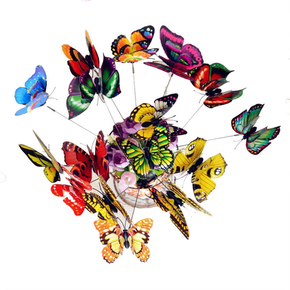 10Pcs Artistic Butterfly On-Sticks Garden Ornaments Home Outdoor Patio Decor 