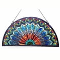thumbnail image 6 of CHLOE Lighting Regal Eudora Tiffany-Style Peacock Feather Glass Window Panel 35"X18", 6 of 6