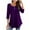 Purple, variant on Womens T Shirts Loose Fitting Women's Round Neck 3/4 Sleeved Tunic Solid Color Button Pullover Tops Casual Loose Blouse Shirts S-43 Khaki XXL