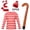 Men, variant on Alaiyaky Red and White Striped Costume Suit, Halloween Costumes Striped Shirt with Hat Glasses, Men Women Halloween Costumes World Book Day Outfit
