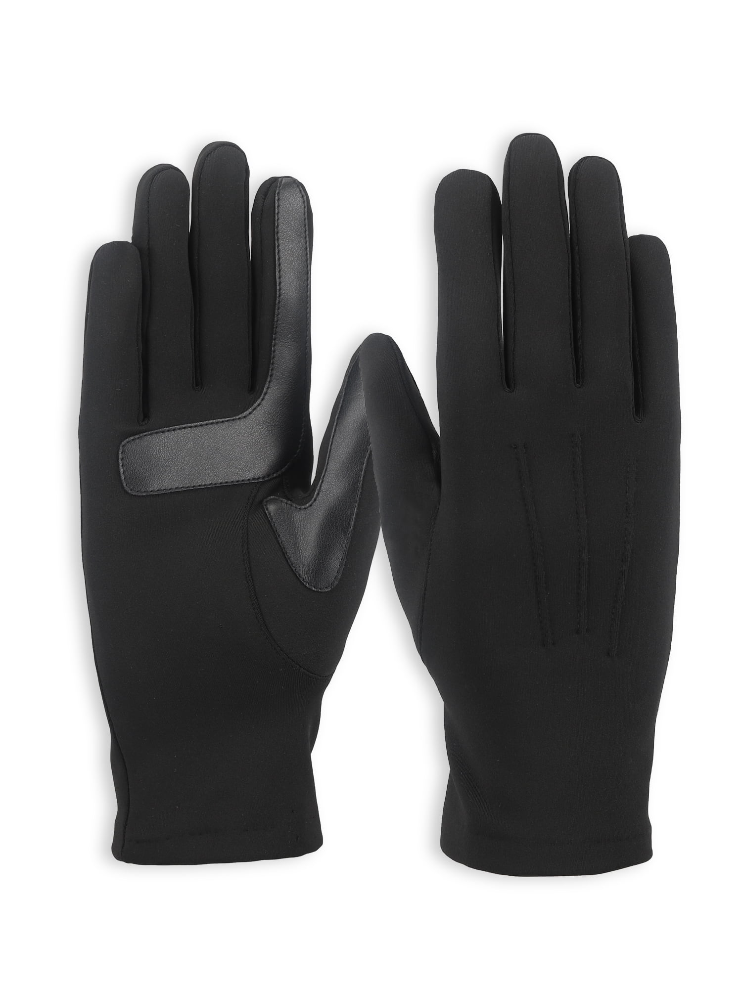 Isotoner Women's Everyday Spandex Gloves with Fleece Lining, Black, S/M