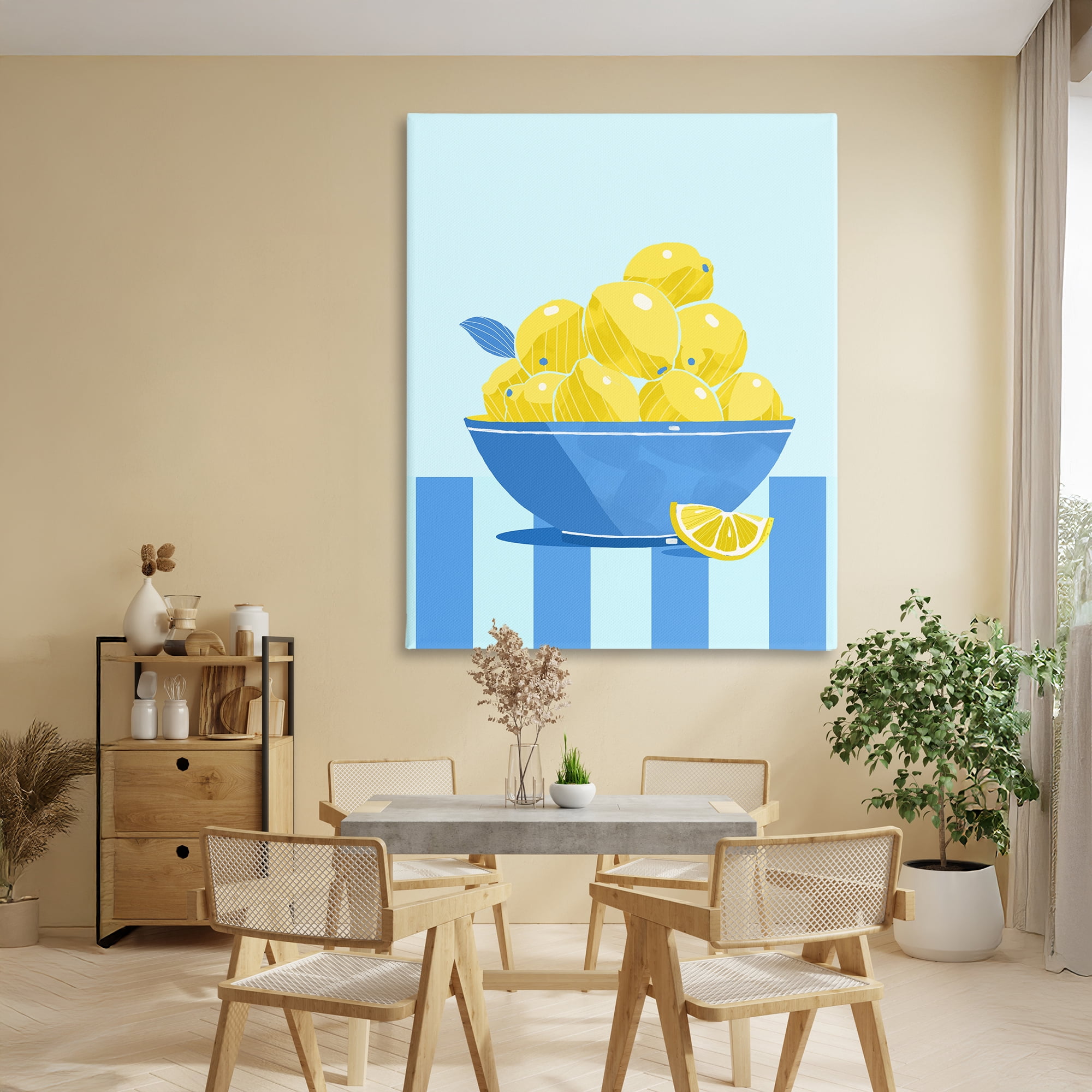 Stupell Industries Yellow Lemon Bowl Striped Canvas Wall Art, design by Lucca Sheppard