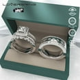 thumbnail image 2 of Adjustable size Wedding Ring Sets His And Hers Couples Women 925 Sterling Silver Moissanite Man Titanium Wedding Bands, 2 of 7