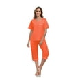 thumbnail image 2 of ANLIQI Women's Cotton Capri Pajama Sets Soft Short Sleeve Sleepwear with Pants Two-Piece Pjs with Pockets(Coral Orange, Large), 2 of 8