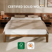 FitStand King Japanese Joinery Bed Frame, Solid Rubberwood, 1500 lbs Heavy Duty Slats Support, FSC & SGS Certified, 15Min No-Tool Setup, Under-Bed Storage, No Box Spring Needed, Noise-Free, Walnut
