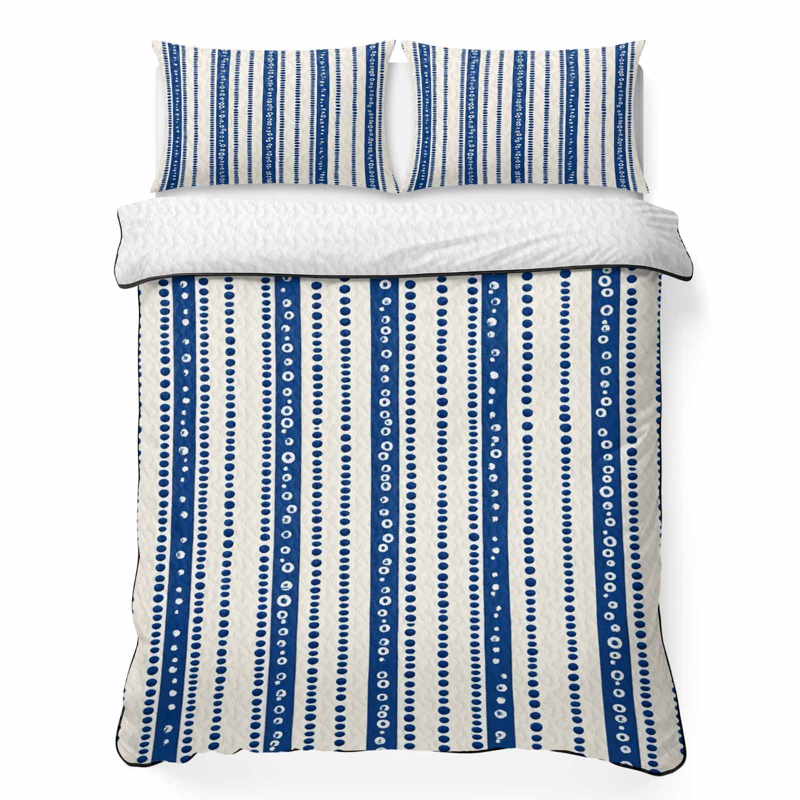 Boho Stripes 3 Piece Quilt Bedding Set with 2 Pillow Shams Watercolor Abstract Minimalist Geometric Lightweight Bedspread Coverlet Soft Breathable All Season Quilt 90 x 96 Inch