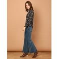 thumbnail image 4 of Blusa Allegra K Floral Vintage Cuello Fruncido con Volantes Manga Larga Mujer Negro XS, 4 of 6