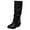 Black, variant on Rokment Womens Slouchy Wide Calf Boots 2025 Fashion Strappy Leather Chunky Low Heel Knee High Dress Tall Boots