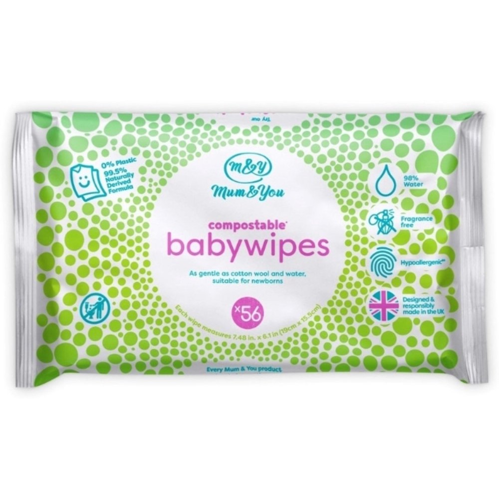 6 Pack Mum &amp; You M&amp;Y Compostable Baby Wipes 56 ct