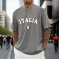 thumbnail image 2 of Mens T Shirts Italian Flag Letter Print Short Sleeve Crewneck Tee Shirts Summer Casual Lightweight Top Grey XXXL, 2 of 5