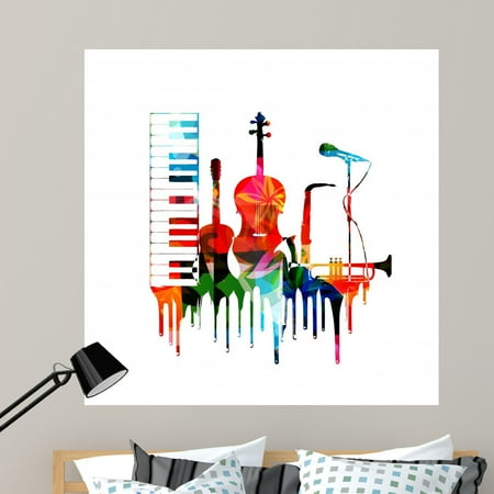Musical Instrument Deals Colorful Musical Instruments Design Wall Mural by Wallmonkeys Peel and Stick Graphic (48 in H x 46 in W) WM170512 ()
