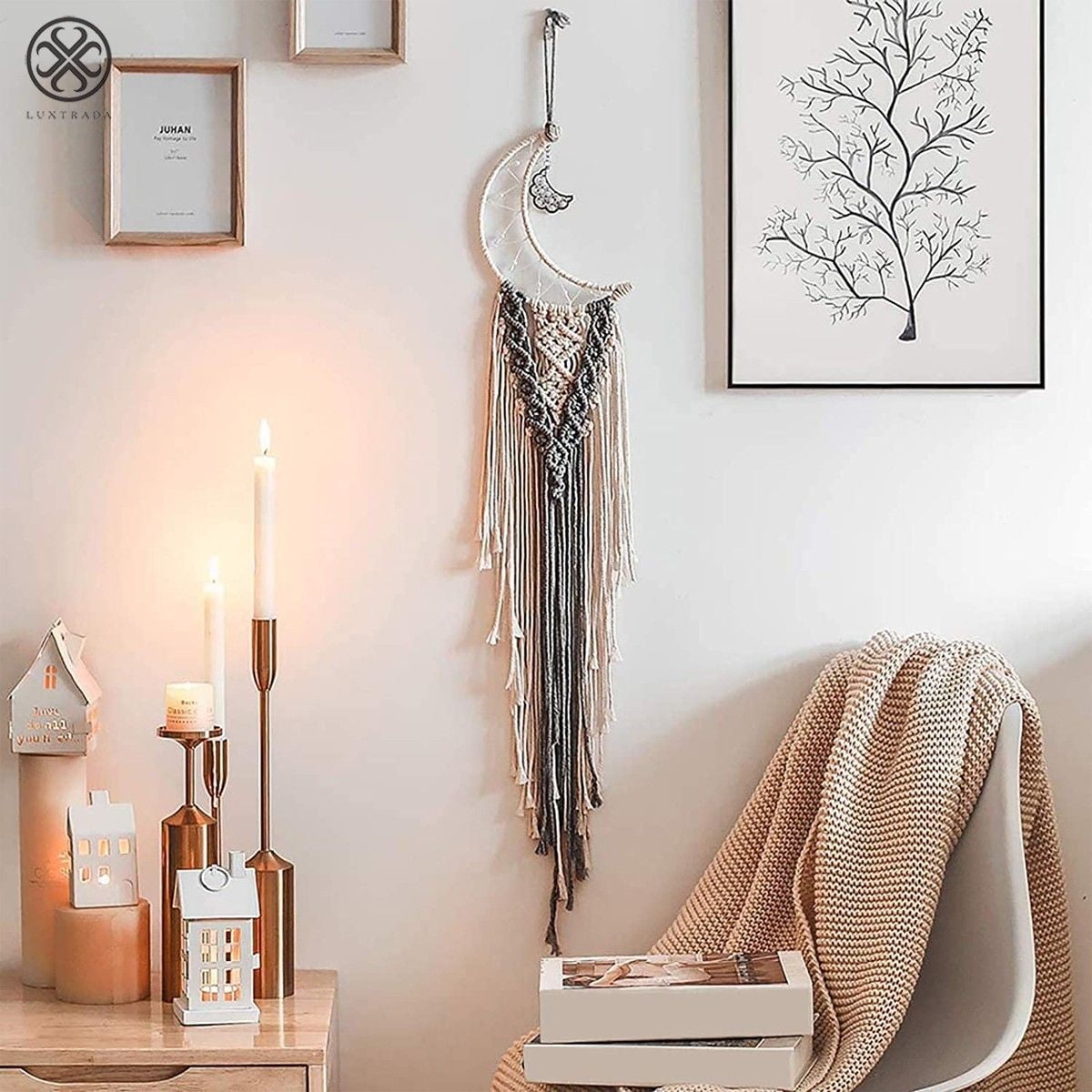 Download Luxtrada Macrame Wall Hanging Moon Dream Catcher Bohemian Home Decor Tassel Wall Hangings B Walmart Com Walmart Com
