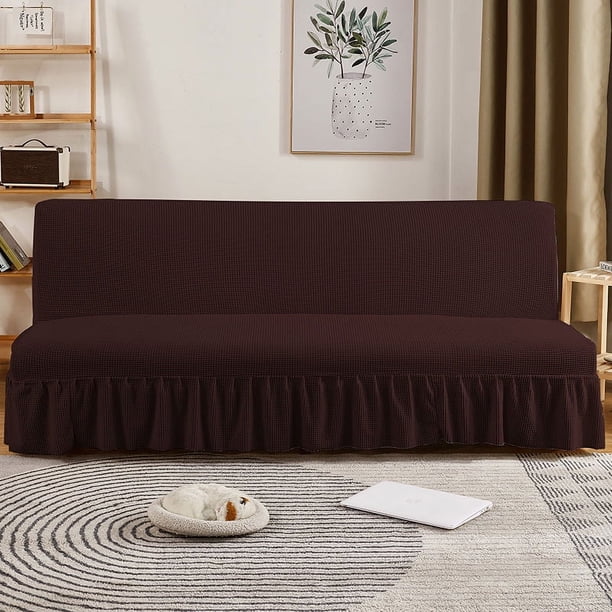 Nvzi Sofa Cover for sofas Stretch Couch Covers for Living Room Easy Fit Washable Furniture Sofa Protector with Skirt,1 Piece 62.99-74.8inch (Dark Brown)