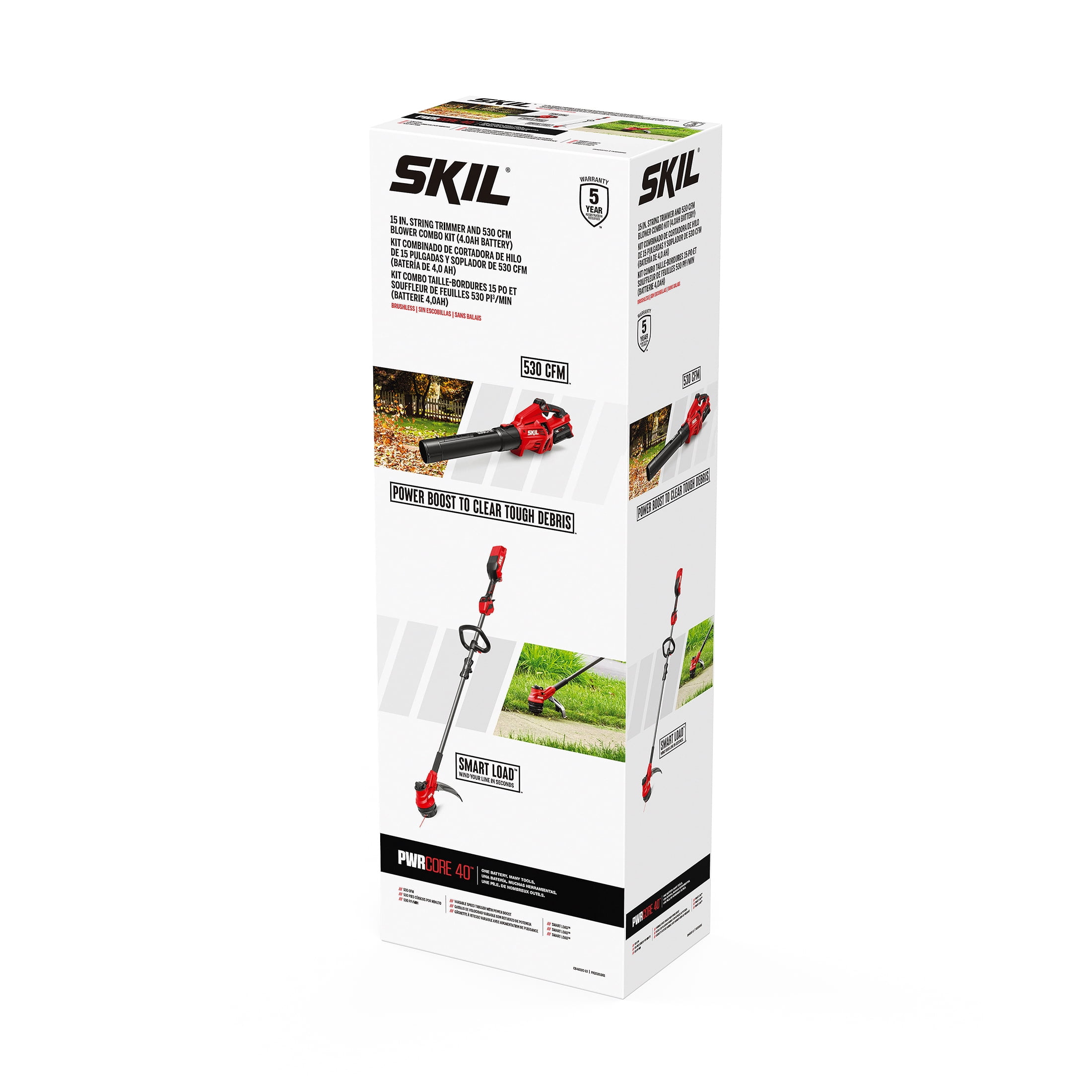 SKIL PWR CORE 40V Brushless 15-Inch String Trimmer Kit with 2.0Ah Battery and 60W Charger, LT4832C-10
