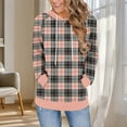 thumbnail image 2 of CFLVAEK Plaid Hoodies for Women Casual Drawstring Hooded Pullover Tops Loose Fitting Long Sleeve Hoodie with Pocket Fall Fashion Clothing 2025 Pink XL, 2 of 7