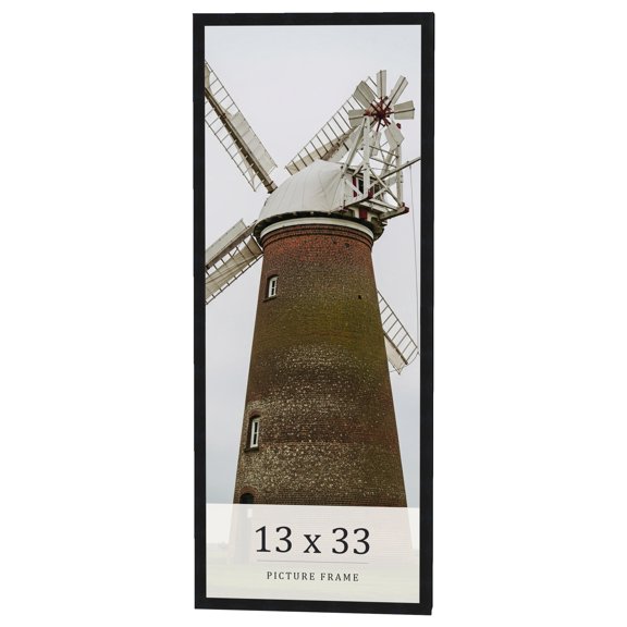13x33 Frame Black Real Wood Picture Frame Width 0.75 inches | Interior Frame Depth 0.5 inches |