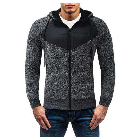 Aayomet Sweatshirts For Men Men's Autumn And Winter Warm Zipper Sweatshirt Color Matching Hooded Black Zip Up Hoodie Pullover Tops,S-3XL