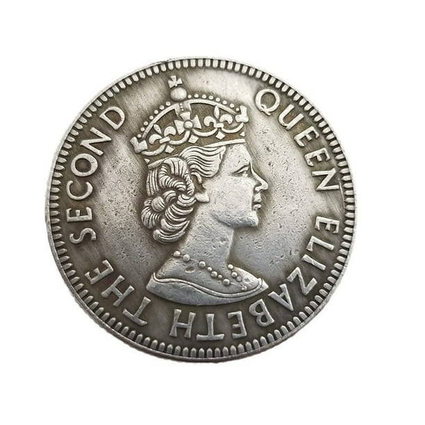 Moneda conmemorativa Reina Isabel II 1965 de cobre envejecido