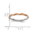 thumbnail image 2 of 925 Sterling Silver Polished Twisted Orange Enameled 2.4 x 2.0mm Stackable Ring Size 10 Stackable Ring for Women, 2 of 2