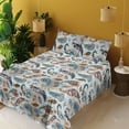 thumbnail image 2 of Ambesonne Paisley Fitted & Flat Sheet with Sham 3 Pcs Set, Romance Letter Floral Print, Twin XL, Deep Sky Blue Apricot, 2 of 5