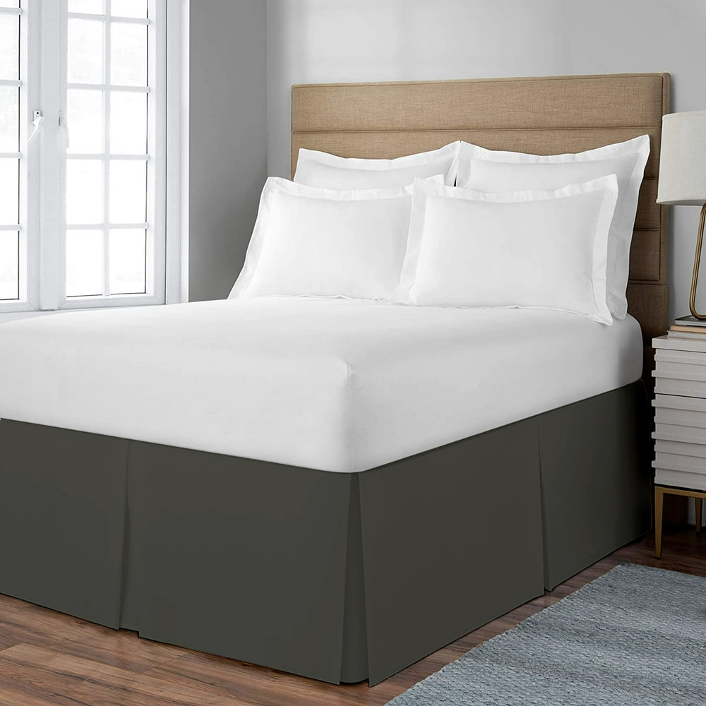 Tailored Pleated Bed Skirt for Queen Bed 16" Down Microfiber Gray Bed