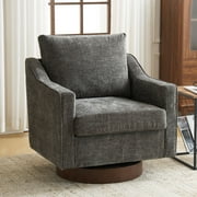 Ktaxon 360° Swivel Accent Chair Soft Chenille Fabric Arm Chair High Resilience Cushion Ideal for Living Room Bedroom Furniture Gray
