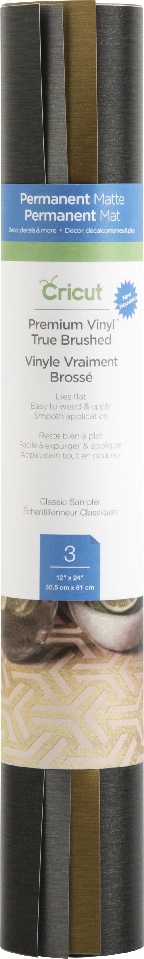 Cricut Premium Permanent True Brushed 12'X24' Vinyl 3/Pkg-Classics