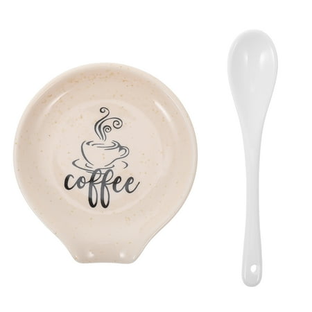 

1 Set of Spoon Ceramic Rest Kitchen Counter Spoon Holder Soup Ladle Plate