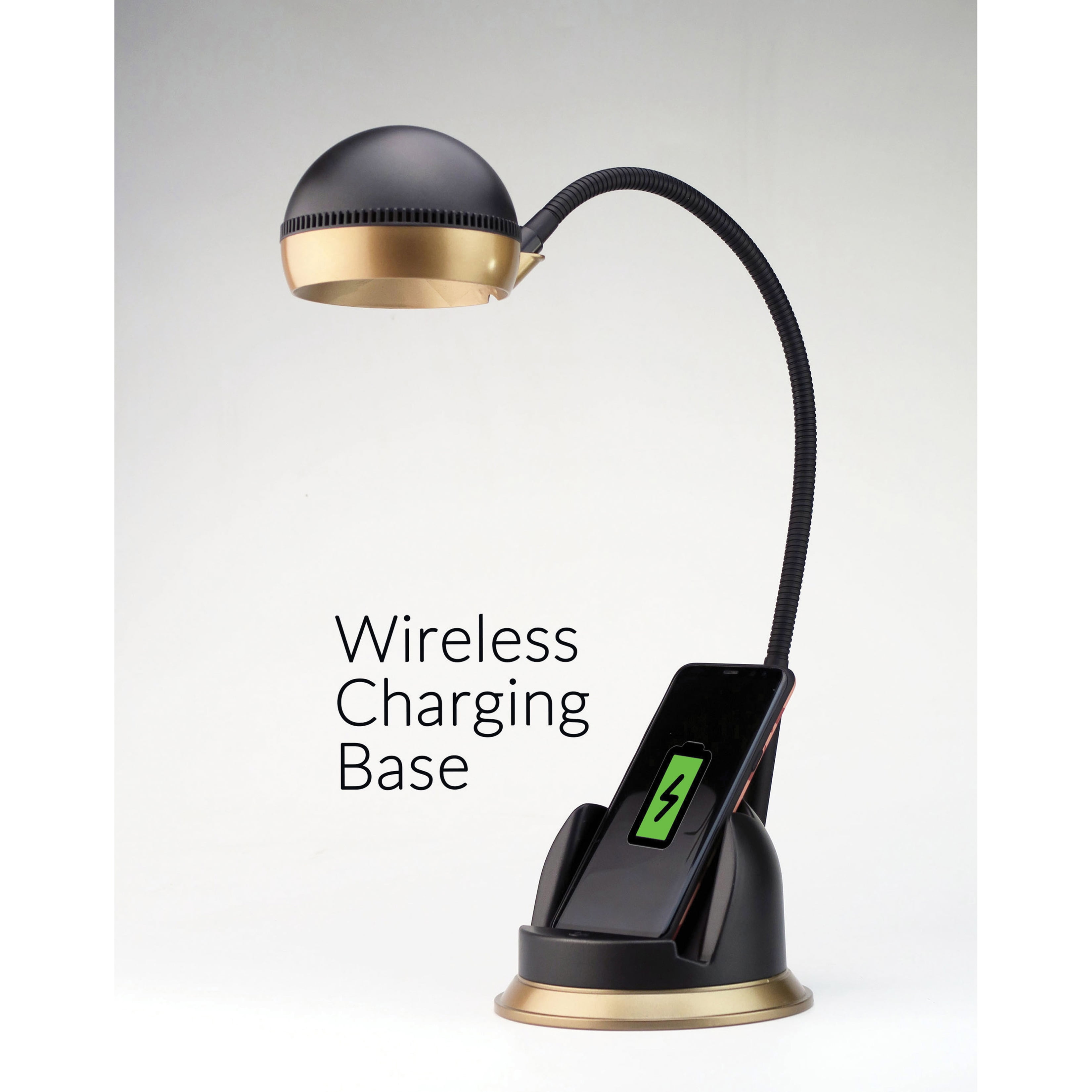 Lorell Charging Base Desk Lamp, Silver, Black