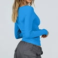 thumbnail image 5 of AXXD Womens Blouses for Work Professional Blue Basic Summer 2024 Trendy Long Sleeve Top Slim Temperament Solid Color Base Shirt Sexy Spice Girl T-shirt, 5 of 5