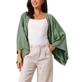 thumbnail image 3 of Women's Linen Cardigan Spring Summer 3/4 Sleeve Open Front Loose Cover Ups Lightweight Shrug L Army Green, 3 of 5