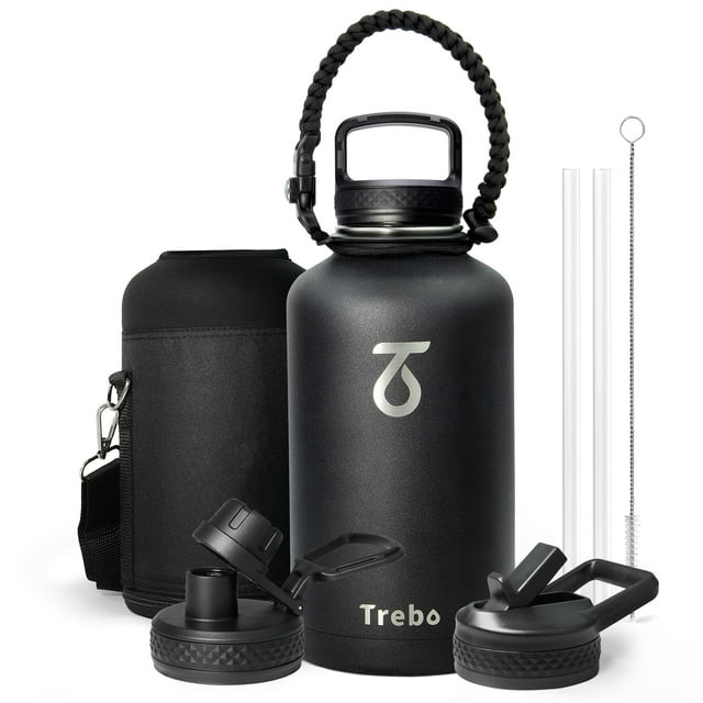 Botella de agua Trebo Insulated de acero inoxidable de 1,9 L con 3 tapas
