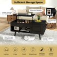 thumbnail image 5 of CRXX Lift Top Coffee Table, Modern Cocktail Table with Hidden Compartment, Open Shelf & Cabinet, Wooden Flip Top Center Table, Pull up Coffee Table for Home Office, Living Room (Black), 5 of 10