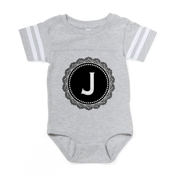 CafePress - Monogram Medallion J - Cute Infant Baby Football Bodysuit