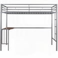 thumbnail image 5 of Twin Size Metal High-Rise Bed Frame with Built-in Desk and Guardrails, Silver, Bedroom, 5 of 12