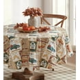 thumbnail image 6 of Teal Blue Brookside Autumn Farmyard Vinyl Flannel Backed Tablecloth, Farm to Table Thanksgiving Fall Cottage Harvest Wipe Clean Vinyl Tablecloth, Oval, 6 of 7