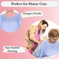 thumbnail image 6 of Dignity Pajamas Open Back Nightgown Gown Women-Hospital Gown,Long Sleeve Cotton Patient Gown for Elderly, Nursing Home and Bedridden Patients-Blue-S/M, 6 of 7