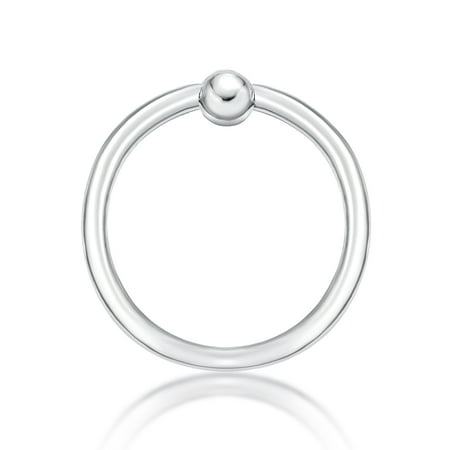 - Lavari - 14K White Gold Captive Bead Hoop Lip Eyebrow Belly Nipple Ring 14 Gauge 1/2