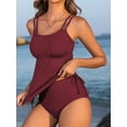 thumbnail image 2 of Asoul Women's Two Piece Swimsuit Side Drawstring Tankini Tops with High Waisted Bikini Bottoms, 2 of 5