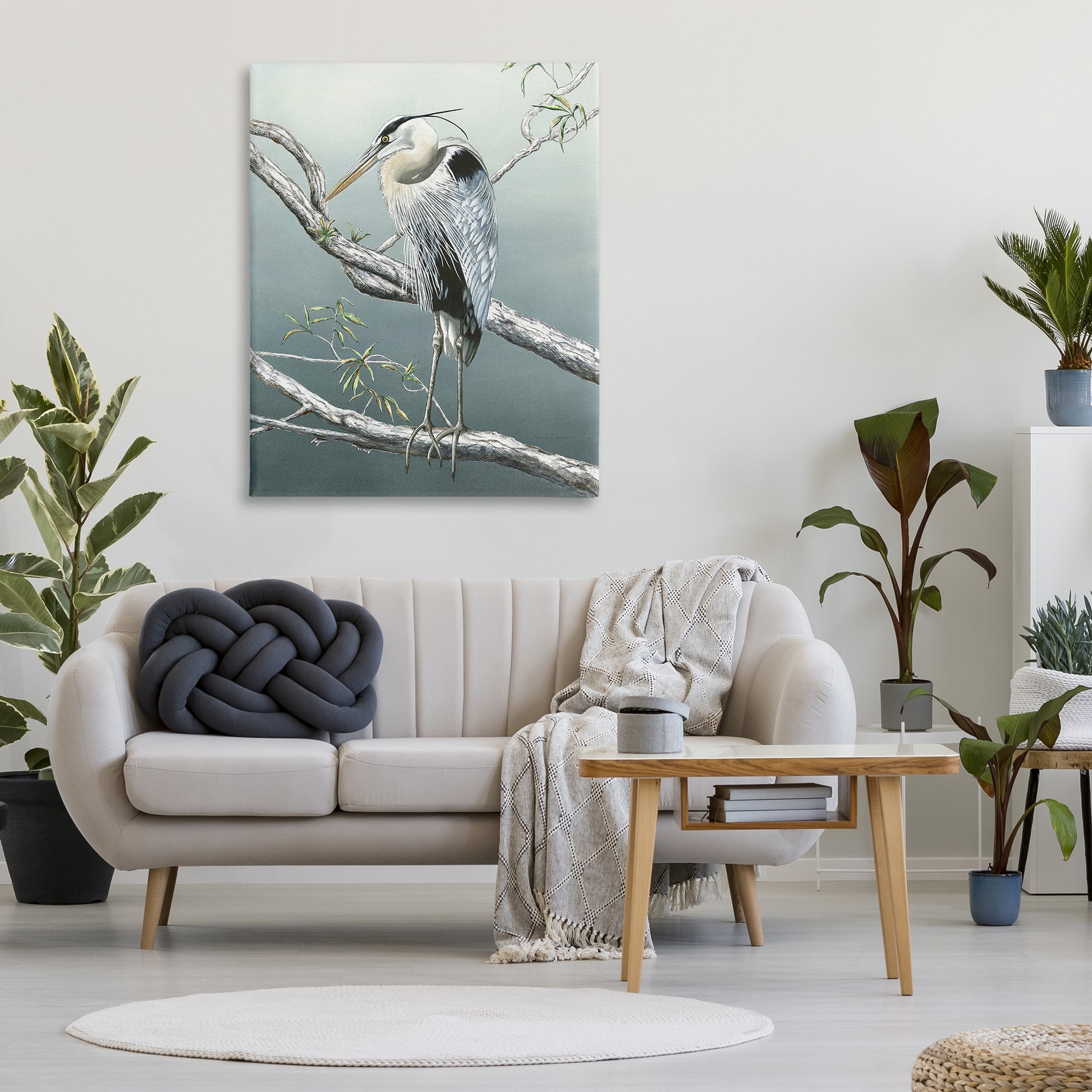 Stupell Industries Traditional Heron on Branch Animals & Insects Painting Gallery Wrapped Canvas Art Print Wall Art, 36 x 48