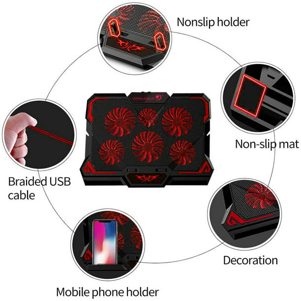 Laptop Cooling Pad, Laptop Cooler Quiet Led Fans for 15.6-17 Inch Laptop Cooling Fan Stand, Portable Ultra Slim USB Powered Gaming Laptop Cooling Pad, Switch Control Fan Speed Function - Walmart.com