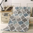 thumbnail image 2 of Moroccan Tile Throw Blanket 50" x 60", Lightweight Super Soft Bed Blanket for Bedroom Living Rooms, Cozy Fleece Comfy Microfiber Throw Blankets for Couch Sofa, Vintage Farmhouse Geometric Quatrefoil, 2 of 6