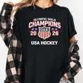 thumbnail image 3 of USA shirt Hockey 2026 Winter Olympics Gold Medal T-Shirt, Double Gold Champions Shirt, 3 of 4