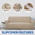 thumbnail image 3 of YEMYHOM 1 Piece Jacquard Stretch Sofa Covers Slipcovers Non Slip Loveseat Cover for 2 cushion (Loveseat, Khaki), 3 of 7
