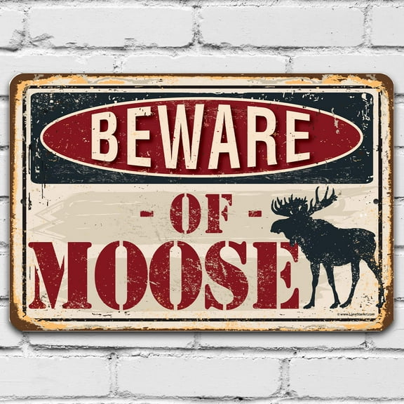 Beware of Moose - Rustic Metal Sign for Home, Cabin, Hunting Lodge, Outdoors and Lake House Display, Perfect Gift Idea for Nature and Wildlife Lovers, 8x12 Indoor/Outdoor Durable Metal Sign