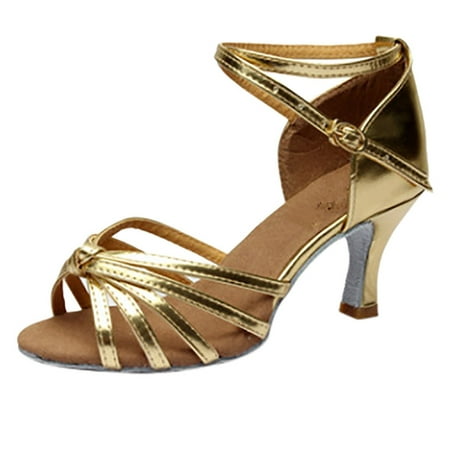 

Yilirongyumm Gold 36 High Heels For Women Girl Latin Dance Shoes Med Heels Satin Shoes Party Tango Salsa Dance Shoes