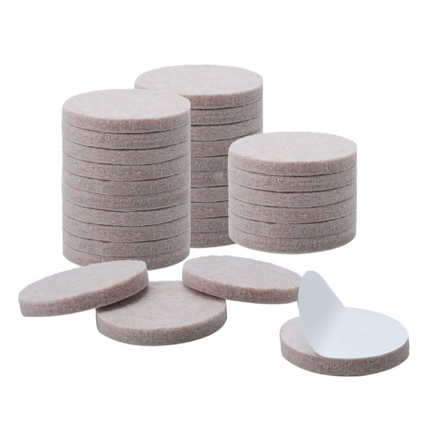 Uxcell 3/4" Almohadillas redondas autoadhesivas de fieltro para proteger suelos Beige 30 Pack